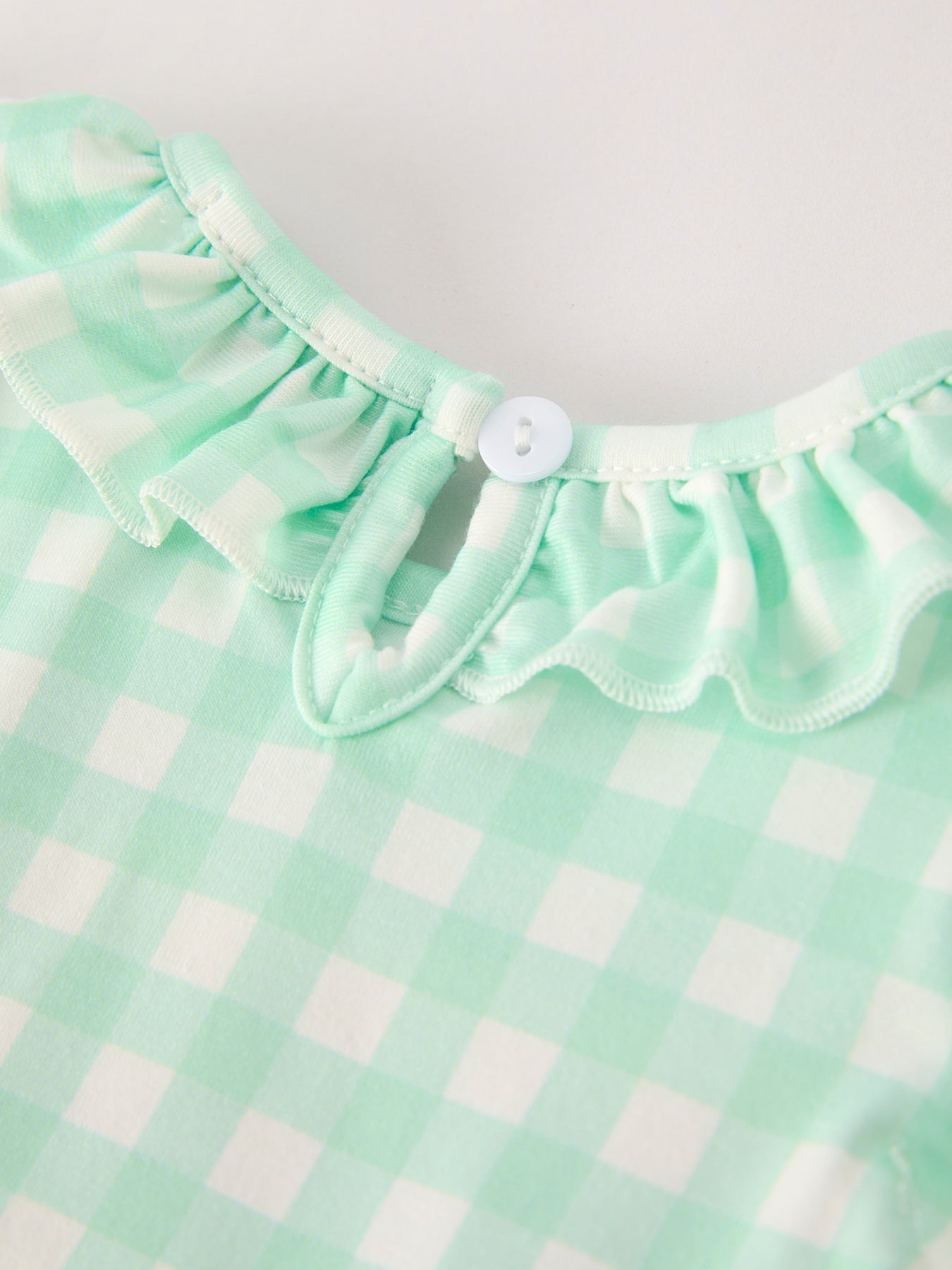 Fall Thanksgiving Green Chicken Smock Embroidered Plaid Baby Girls Romper