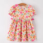 Autumn Thanksgiving Pumpkin Embroidery Smock Floral Girls Dress