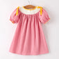 Fall Thanksgiving Turkey Leaf Embroidery Smocking Bow Girls Dress