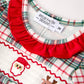 Christmas Plaid Smocking Embroidered Girls Bloomers Romper Set
