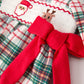 Christmas Plaid Smocking Embroidered Girls Bloomers Romper Set