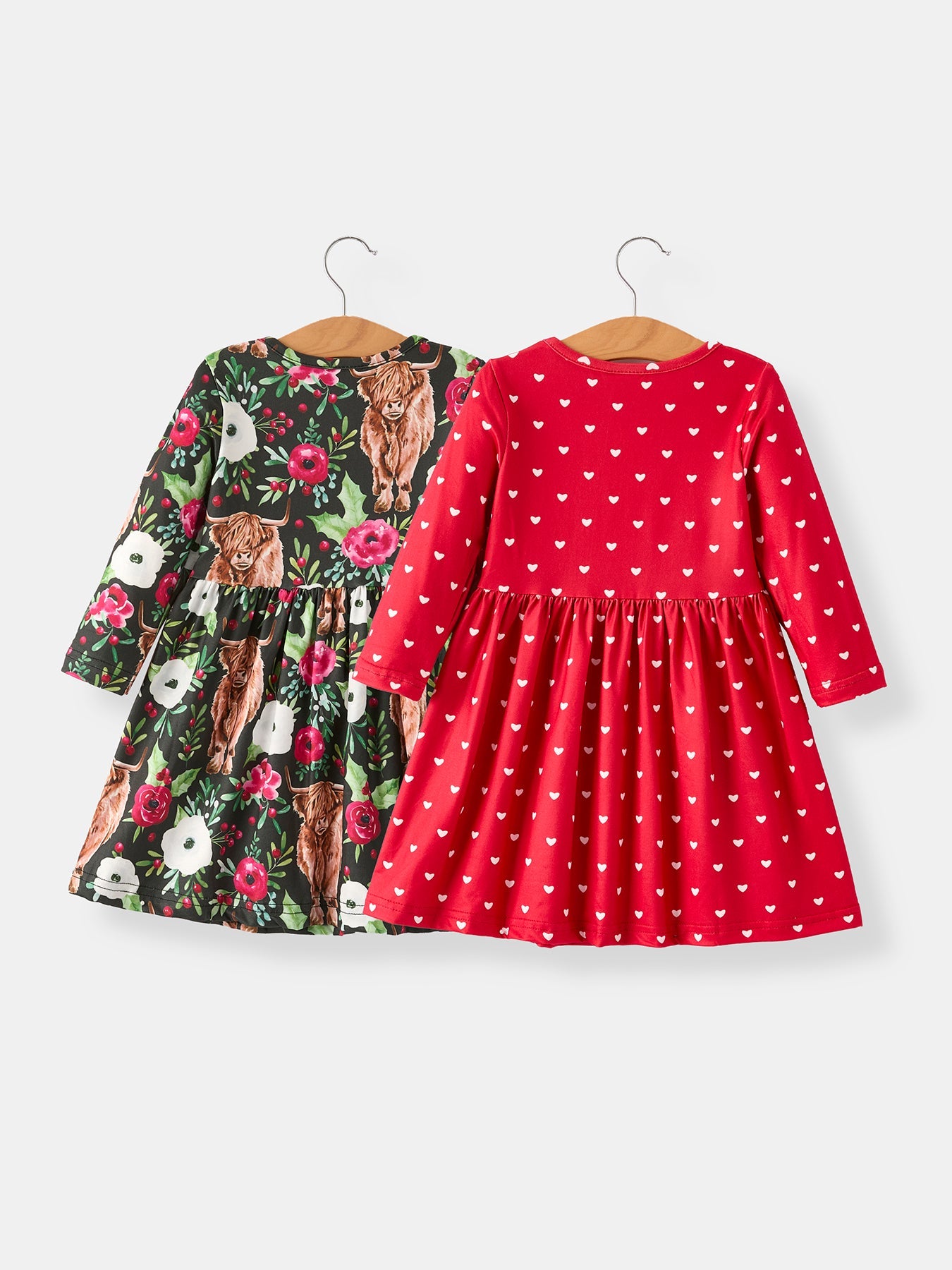 Winter Christmas Print Girls Dress Set (2 Pieces)