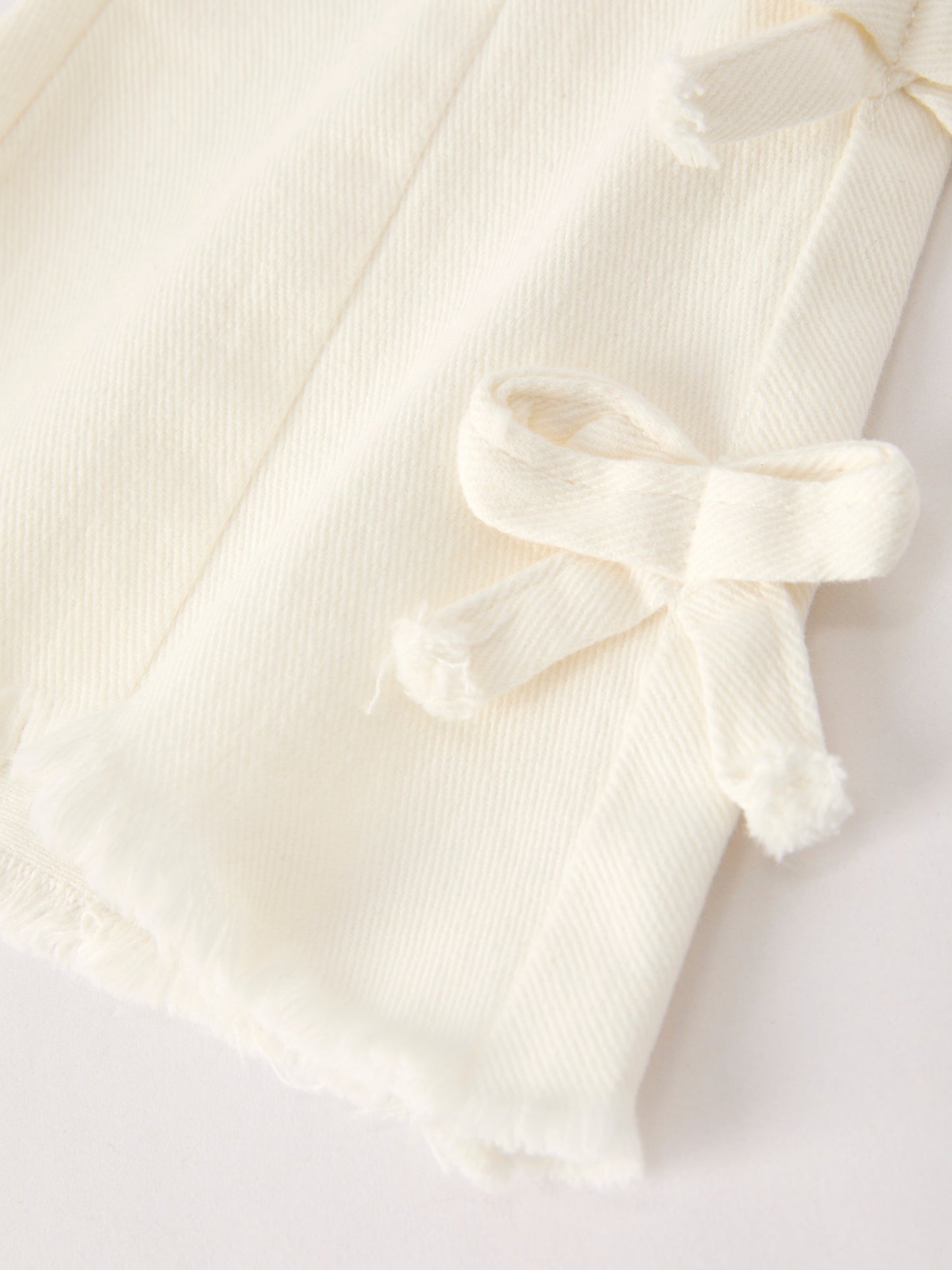 Fall Christmas Charming White Denim Pants with Cute Bows