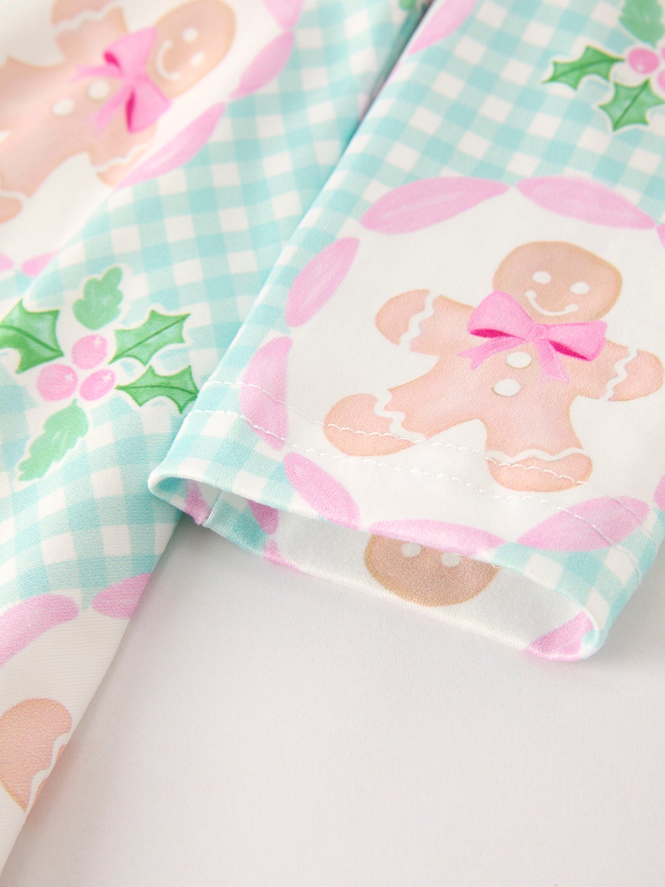 Christmas Gingerbread Man Print Plaid Girls Dress
