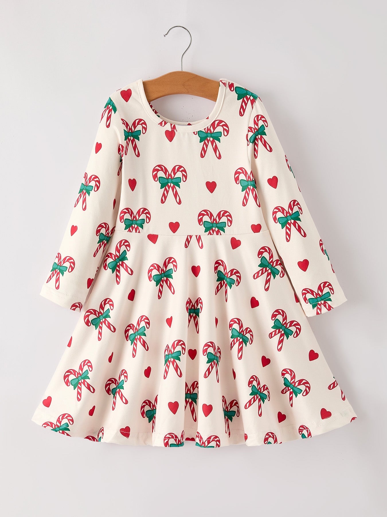 PREORDER Candy Cane & Heart Christmas Girls Dress