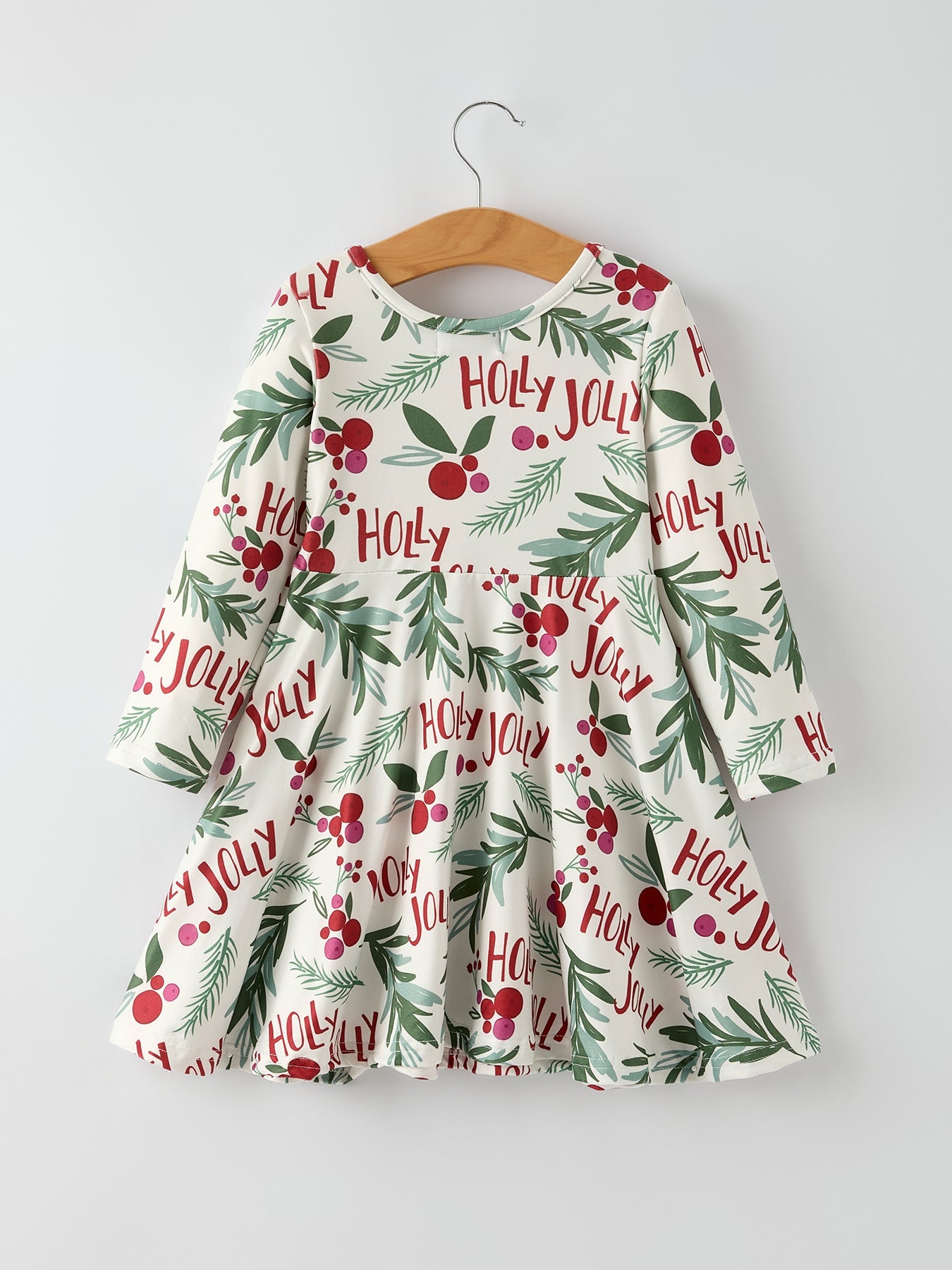 Christmas Joyful Holiday Magic: Holly and Red Berries Girls Dress