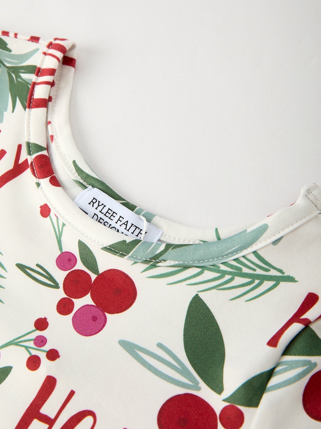 Christmas Joyful Holiday Magic: Holly and Red Berries Girls Dress