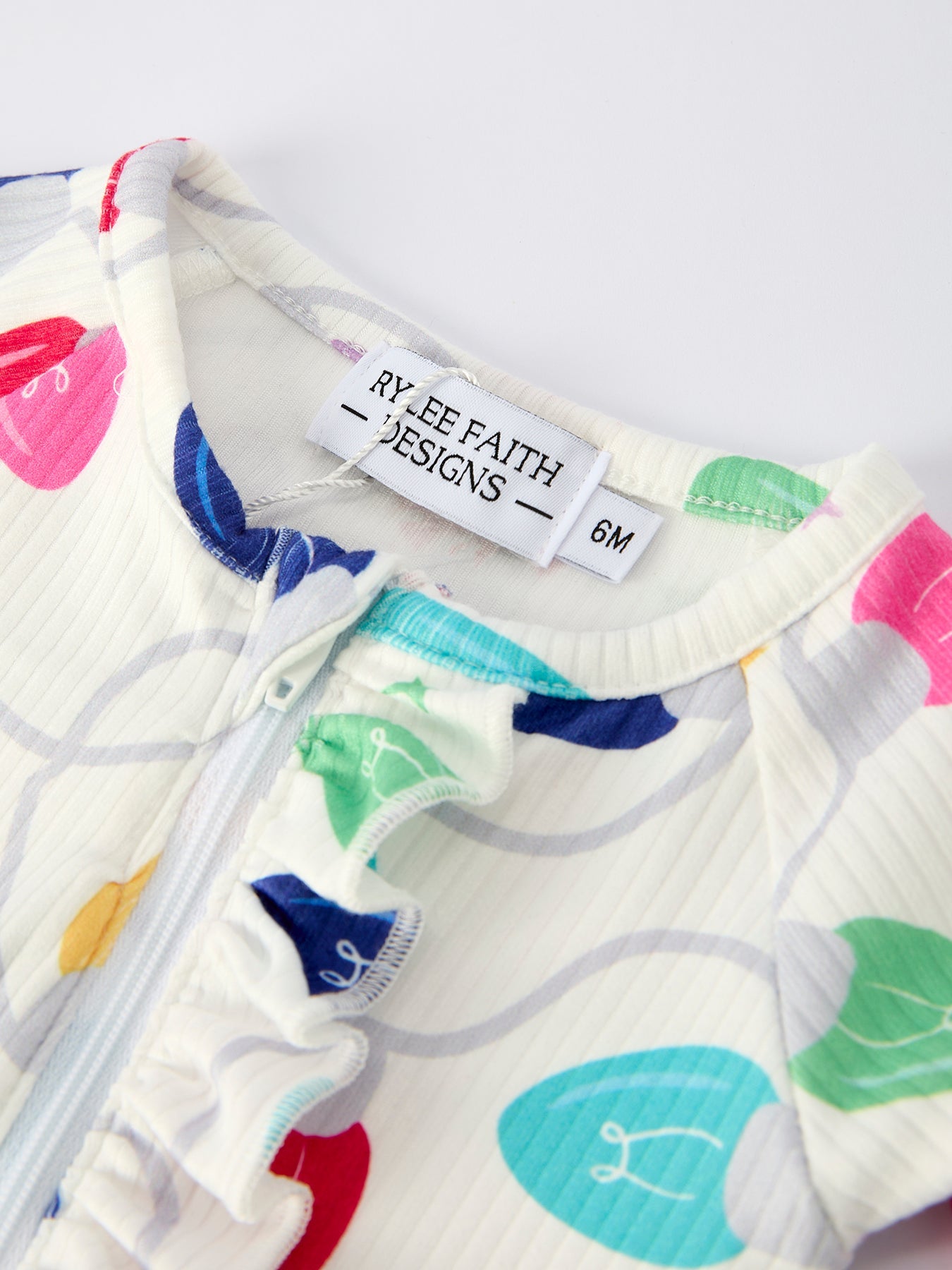 Christmas Colorful Light Bulb Baby Girls Romper with Hat