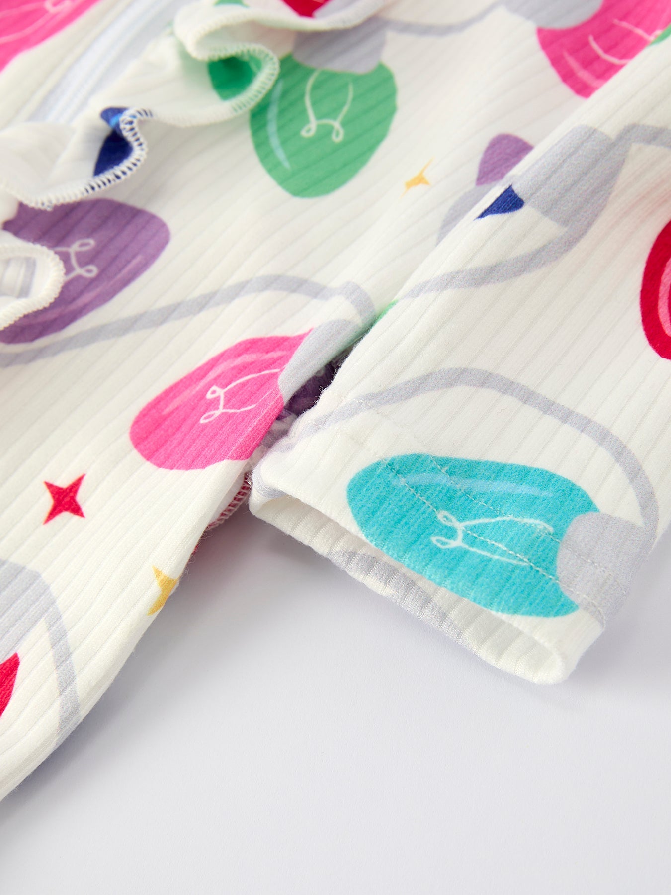 Christmas Colorful Light Bulb Baby Girls Romper with Hat