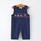 Christmas Holiday Celebration Baby Boys Romper: Navy with Santa Sleigh