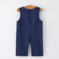 Christmas Holiday Celebration Baby Boys Romper: Navy with Santa Sleigh