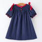 Christmas  Holiday Celebration Dress: Navy with Santa Sleigh