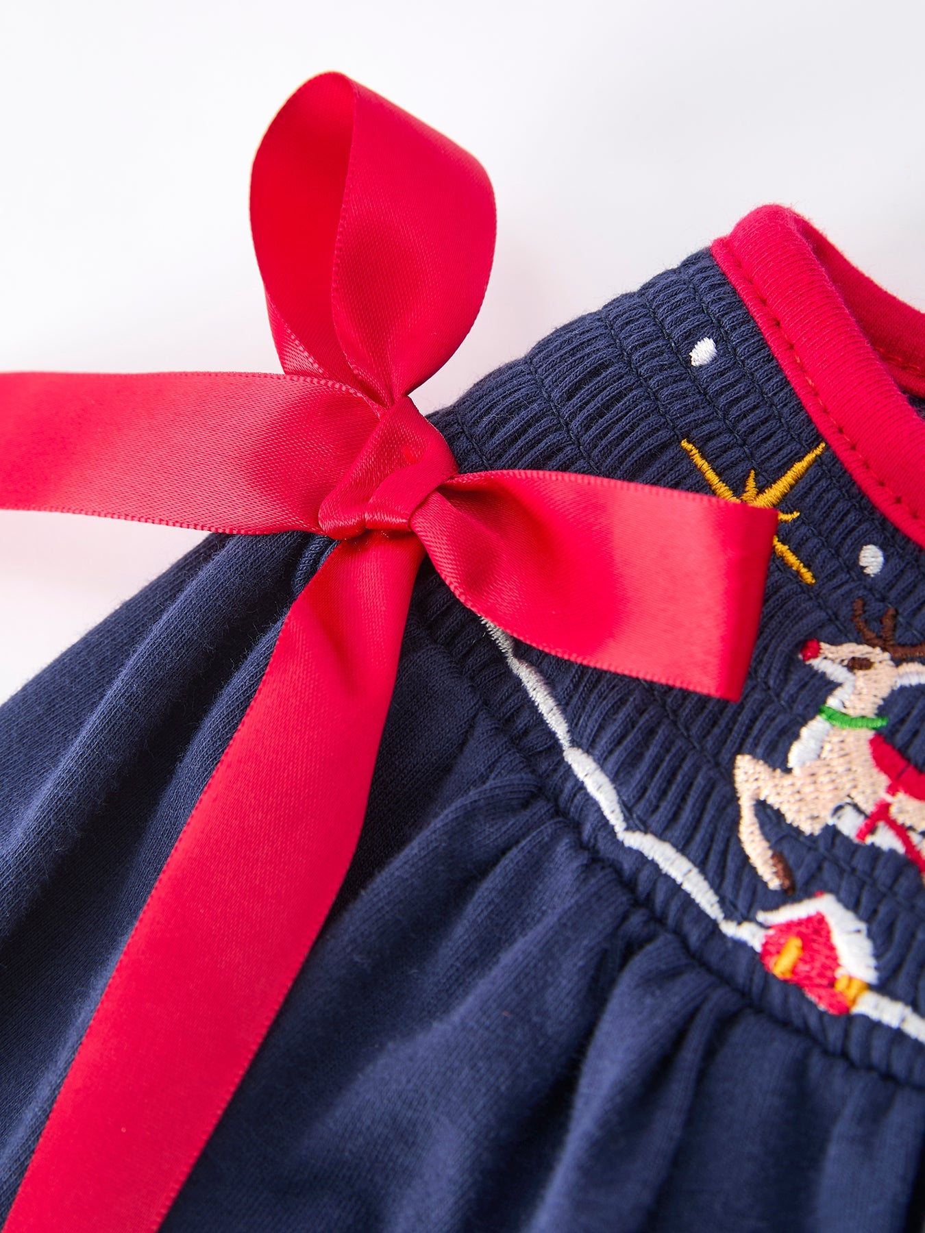 Christmas  Holiday Celebration Dress: Navy with Santa Sleigh