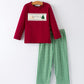 Christmas Tree Dog Smocking Embroidered  Plaid Boys Set