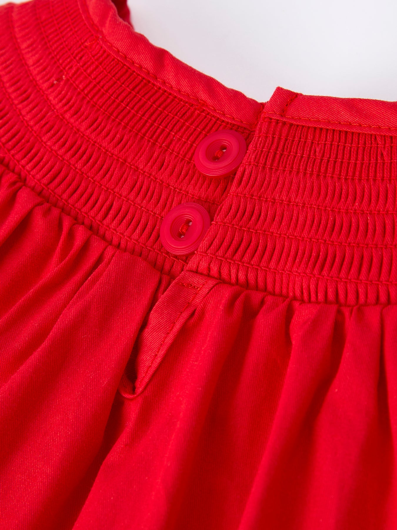 Christmas Gingerbread Embroidery Red Girls Dress with Bow