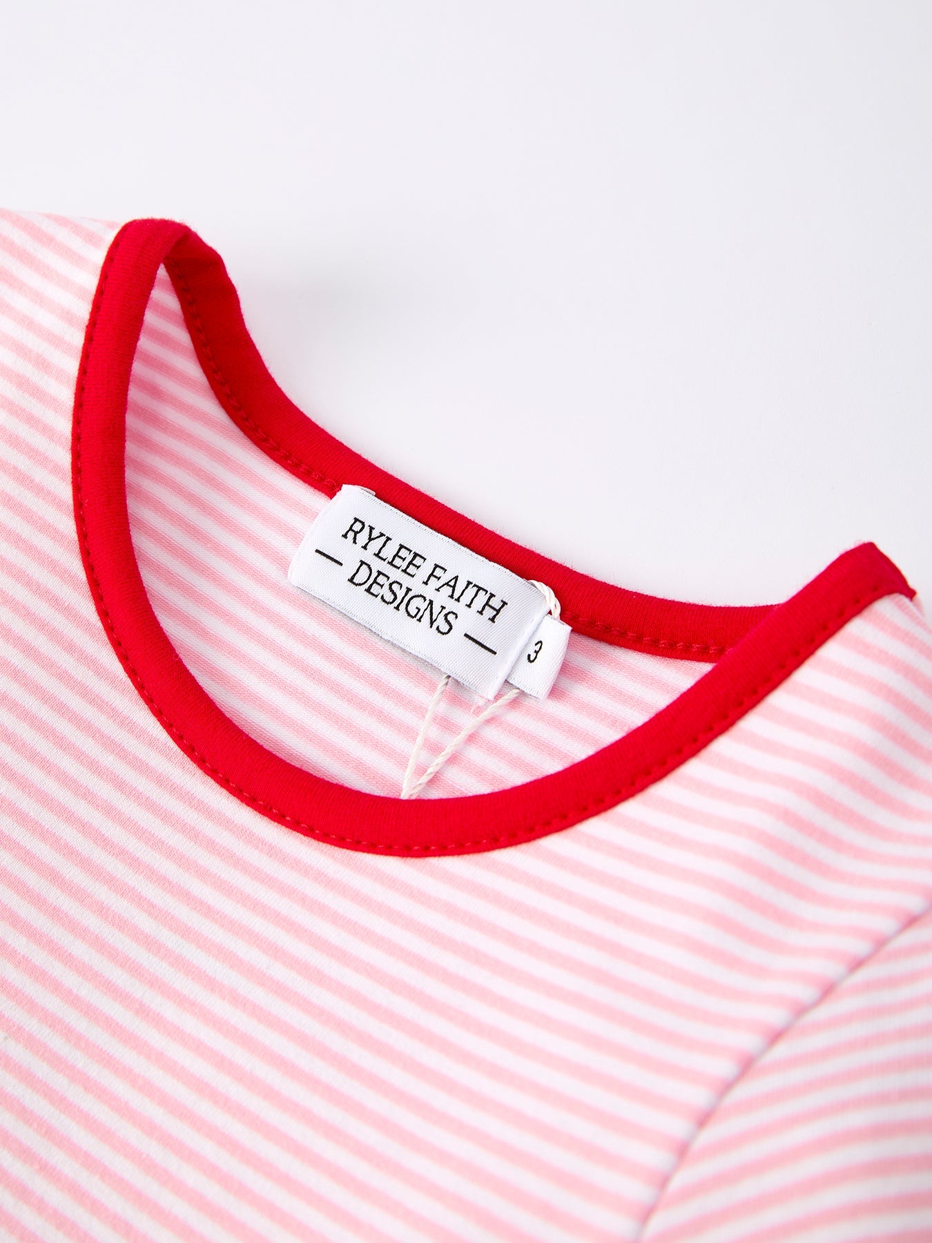 Christmas Candy Cane Embroidery Striped Girl Set with Pocket Ruffles