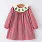 Christmas Embroidered Christmas Tree Plaid Girls Dress