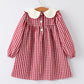 Christmas Embroidered Christmas Tree Plaid Girls Dress