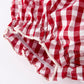 Christmas Tree Embroidery Red Gingham Long Sleeve Baby Girl Bloomers Set