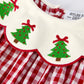 Christmas Tree Embroidery Red Gingham Long Sleeve Baby Girl Bloomers Set