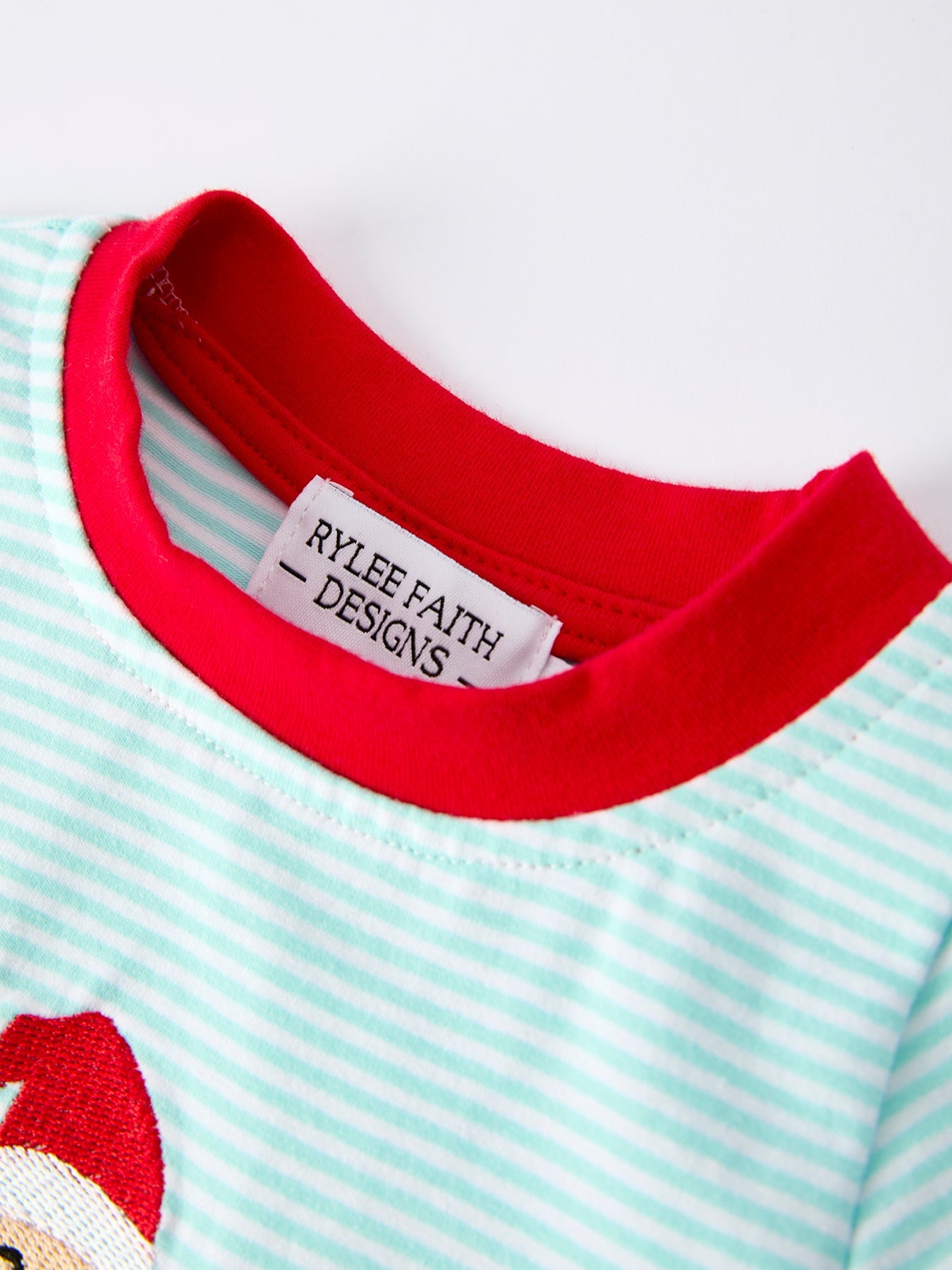 Christmas Santa Candy Cane Cookie Embroidery Baby Boys Striped Romper