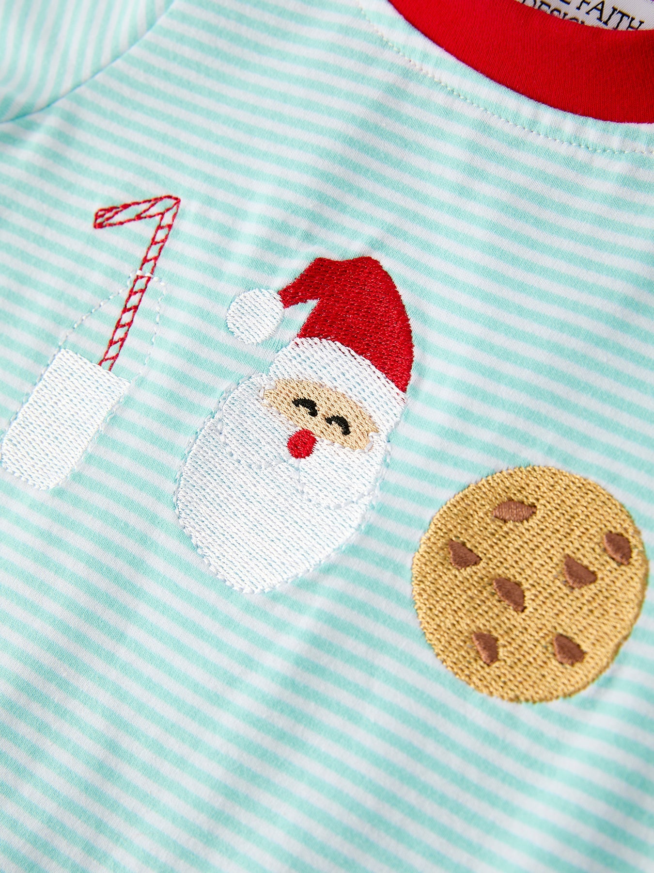 Christmas Santa Candy Cane Cookie Embroidery Baby Boys Striped Romper