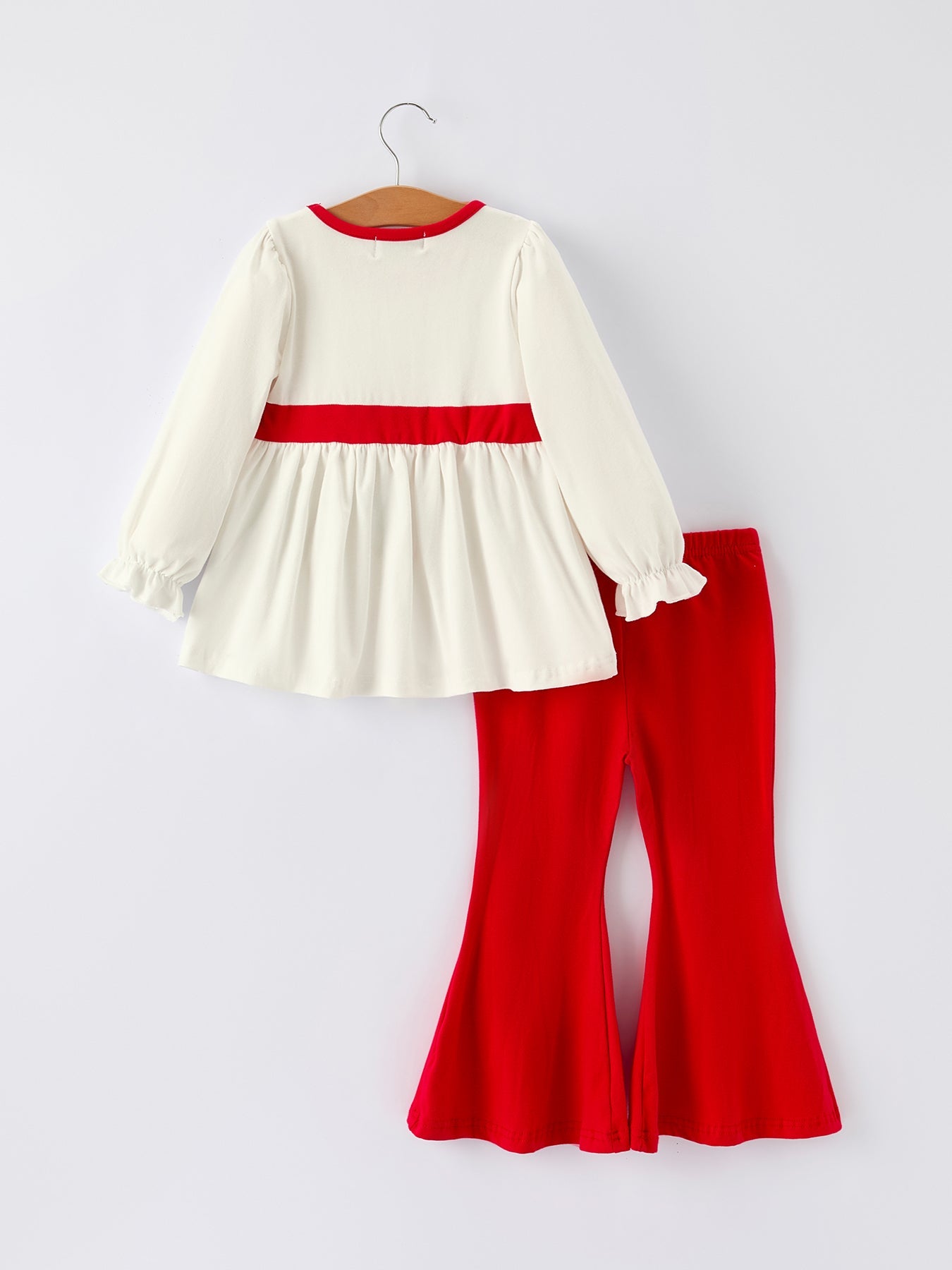 Christmas Toddler Girls Reindeer Applique Long Sleeve Top and Flared Pants Set