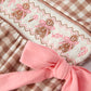 Christmas Vintage-Style Plaid Embroidered Gingerbread and Bows Girls Romper