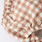 Christmas Vintage-Style Plaid Embroidered Gingerbread and Bows Girls Romper