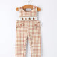 Christmas Vintage-Style Plaid Embroidered Gingerbread and Bows Boy Romper
