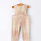 Christmas Vintage-Style Plaid Embroidered Gingerbread and Bows Boy Romper