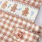 Christmas Vintage-Style Plaid Embroidered Gingerbread and Bows Boy Romper