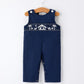 Christmas Navy Blue Nativity Smocking Embroidered Baby Boy Romper
