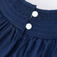 Navy Blue Nativity Smocking Embroidered Baby Girls Christmas Romper