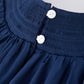 Christmas Navy Blue Nativity Smocking Embroidered Dress