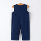 Christmas Navy Blue Nativity Smocking Embroidered Baby Boy Romper