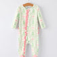 Christmas Tree Wreath Print Long Sleeve Zip Baby Girls Romper