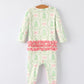 Christmas Tree Wreath Print Long Sleeve Zip Baby Girls Romper