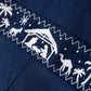 Christmas Navy Blue Nativity Smocking Embroidered Baby Boy Romper