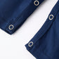 Christmas Navy Blue Nativity Smocking Embroidered Baby Boy Romper