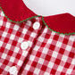 Girls Christmas Outfit – Red Plaid Dress with Tree Bow Accents