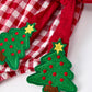 Baby Girls Christmas Outfit – Red Plaid Romper with Tree Bow Accents