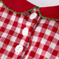 Baby Girls Christmas Outfit – Red Plaid Romper with Tree Bow Accents