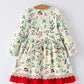 Toddler Girls Christmas Dress – Holiday Floral Print Outfit with Pockets