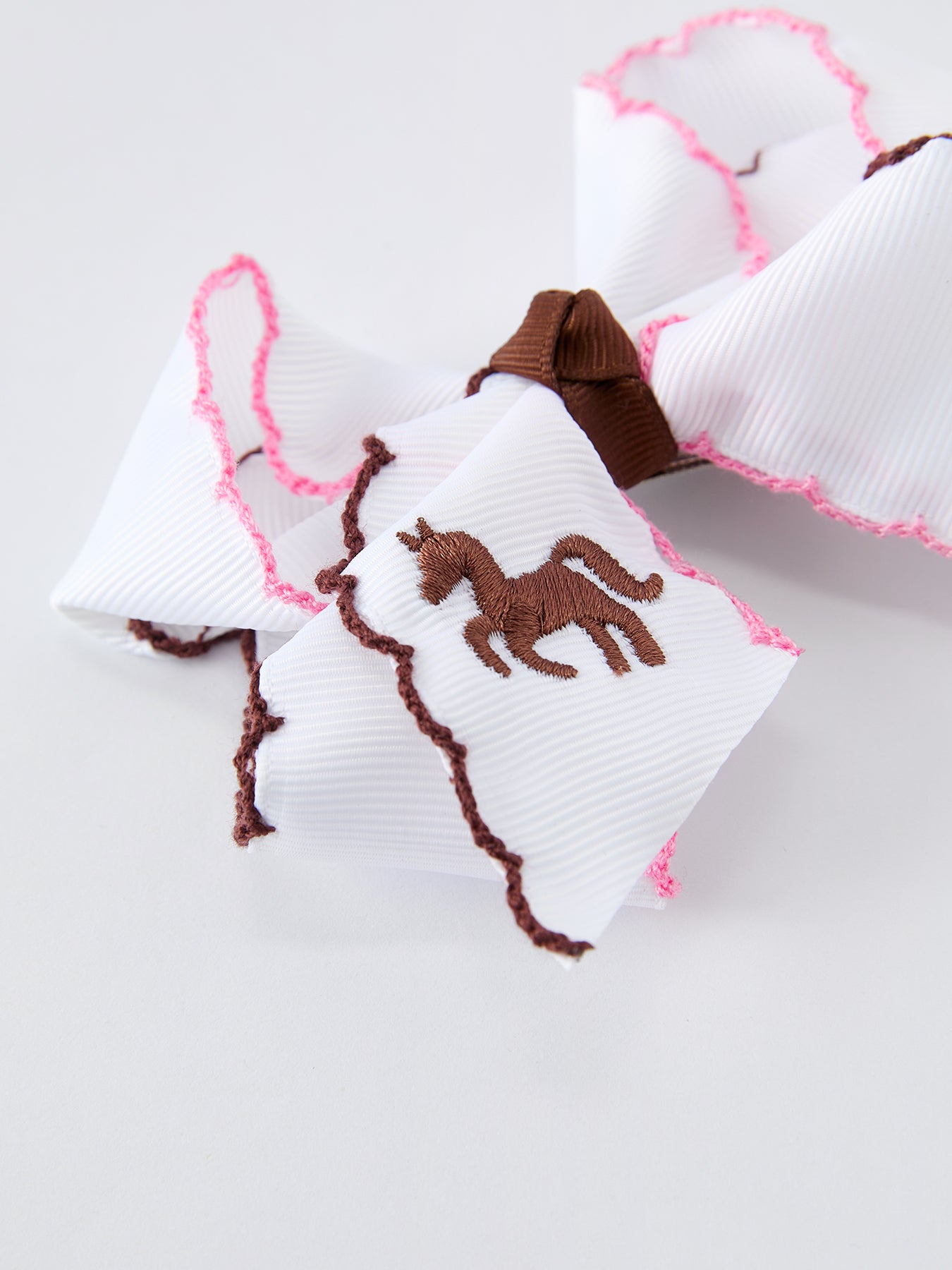 Western Horse Embroidery Ruffle Edge Girls Hairpin 4/6.25 Inches