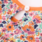 Orange Floral Bow Petals Collar Girls Dress