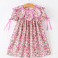 Pink Floral Bow Petals Collar Girls Dress