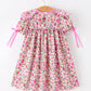 Pink Floral Bow Petals Collar Girls Dress