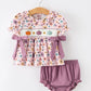 Halloween Thanksgiving Pumpkin Floral Bow Bloomer Set