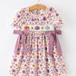 Halloween Thanksgiving Pumpkin Floral Bow Girls Dress